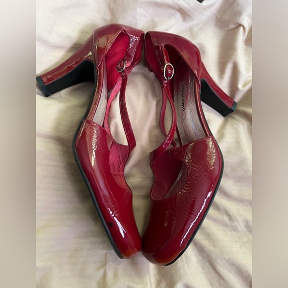 Ferra Giacomo Red Leather Heels Size 8 - Picture 2 of 4
